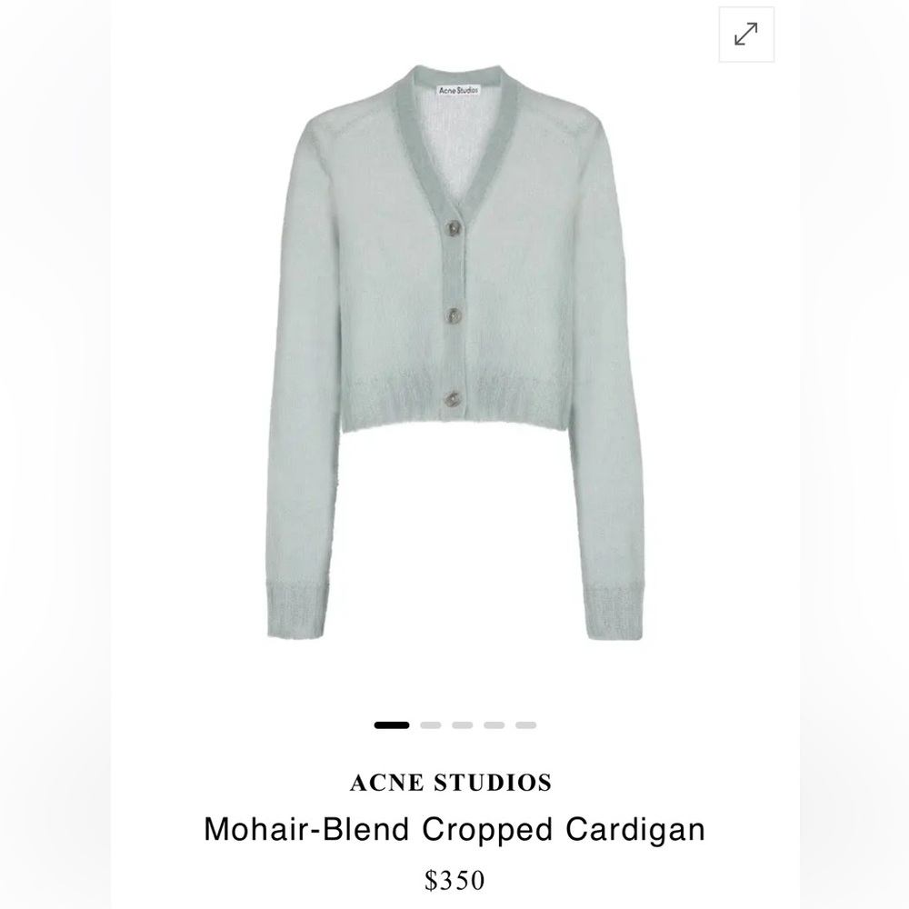 Acne Mohair-Blend Cropped Cardigan in Pale Mint